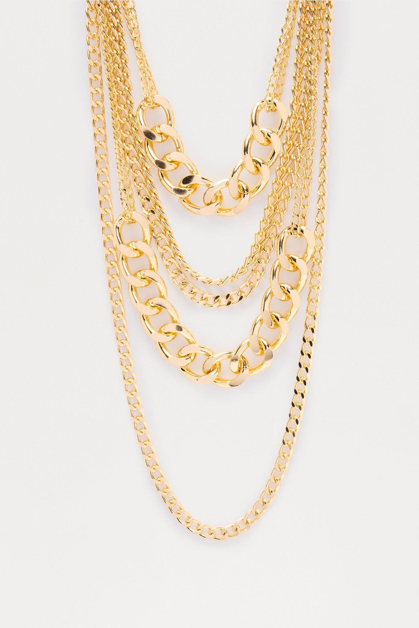 Chains On Chain Layered Necklace - Gold Product Image