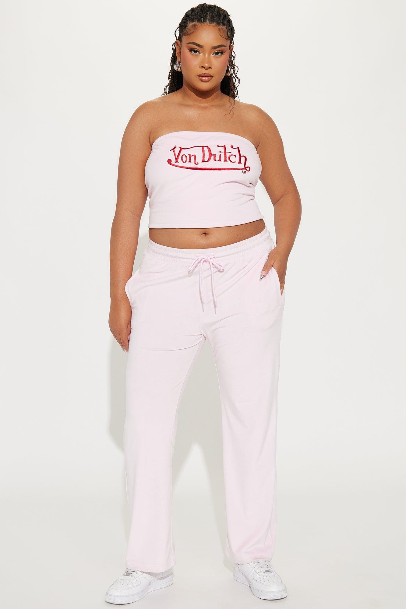 Von Dutch Velour Tube Top - Light Pink Product Image
