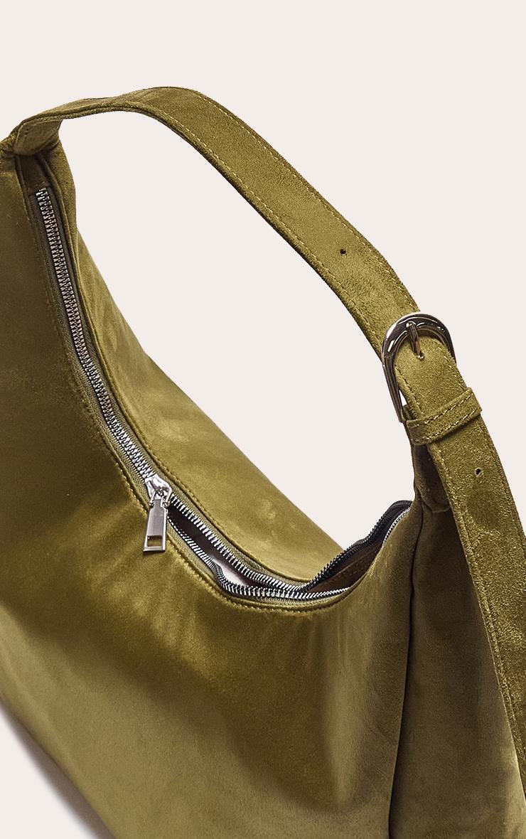 Olive Faux Suede Tote Product Image