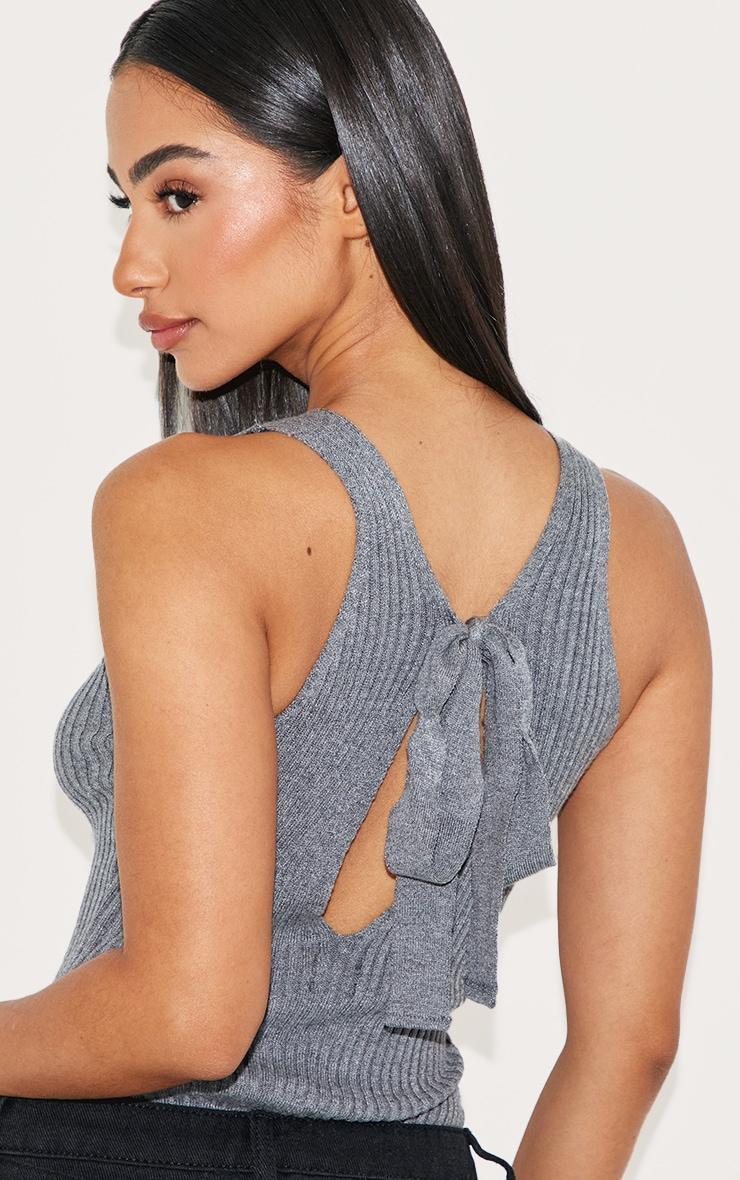 Petite Charcoal Knitted Tie Back Bodysuit Product Image