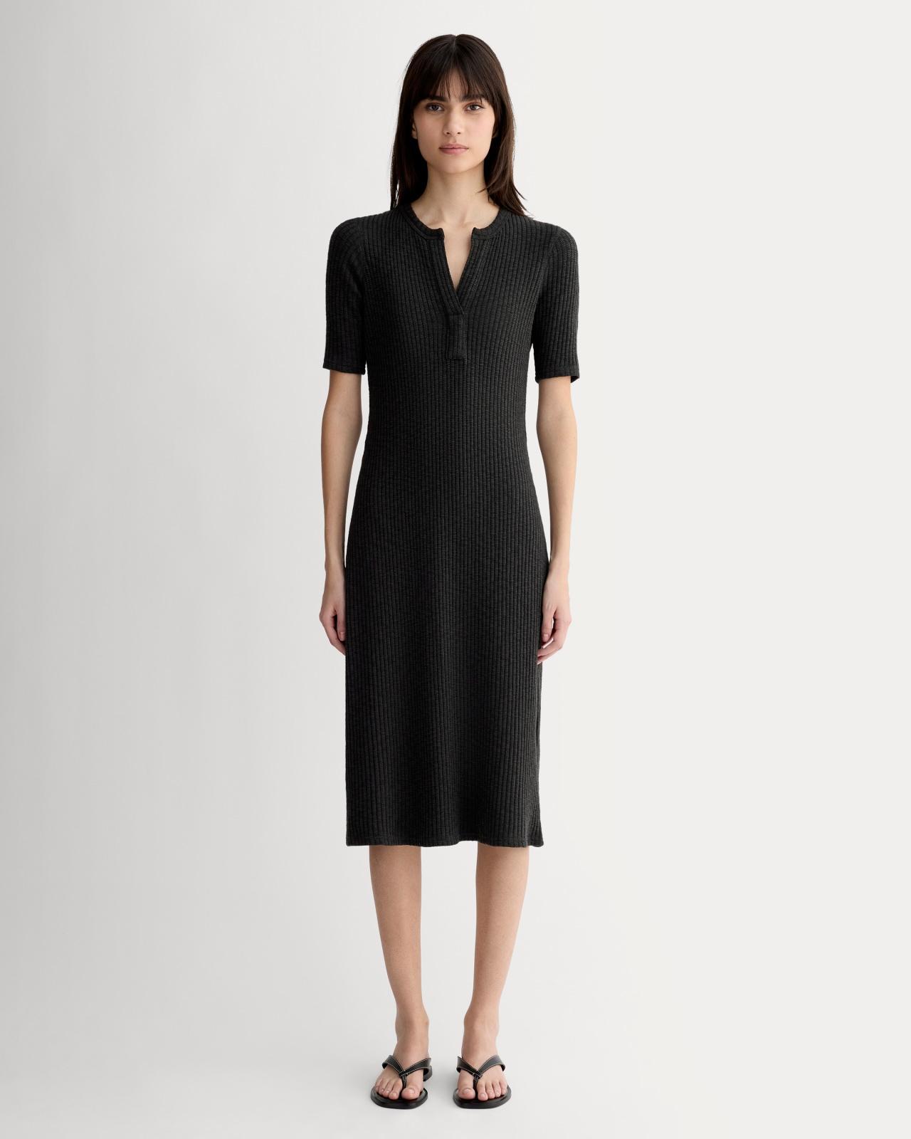 The Rib-Knit Henley Dress Product Image