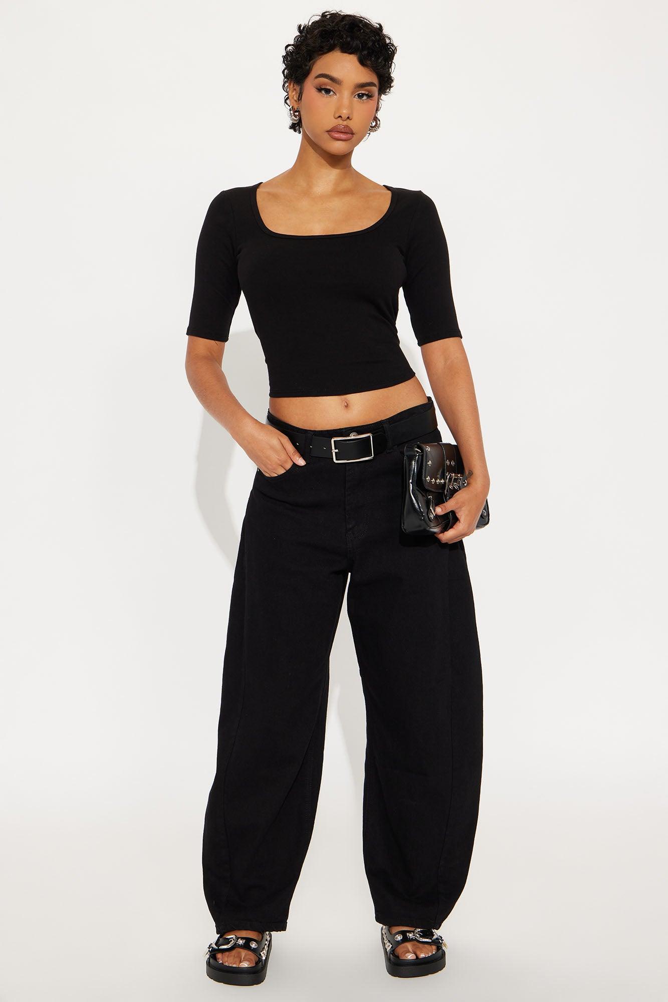 Lani Short Sleeve Top - Black Product Image