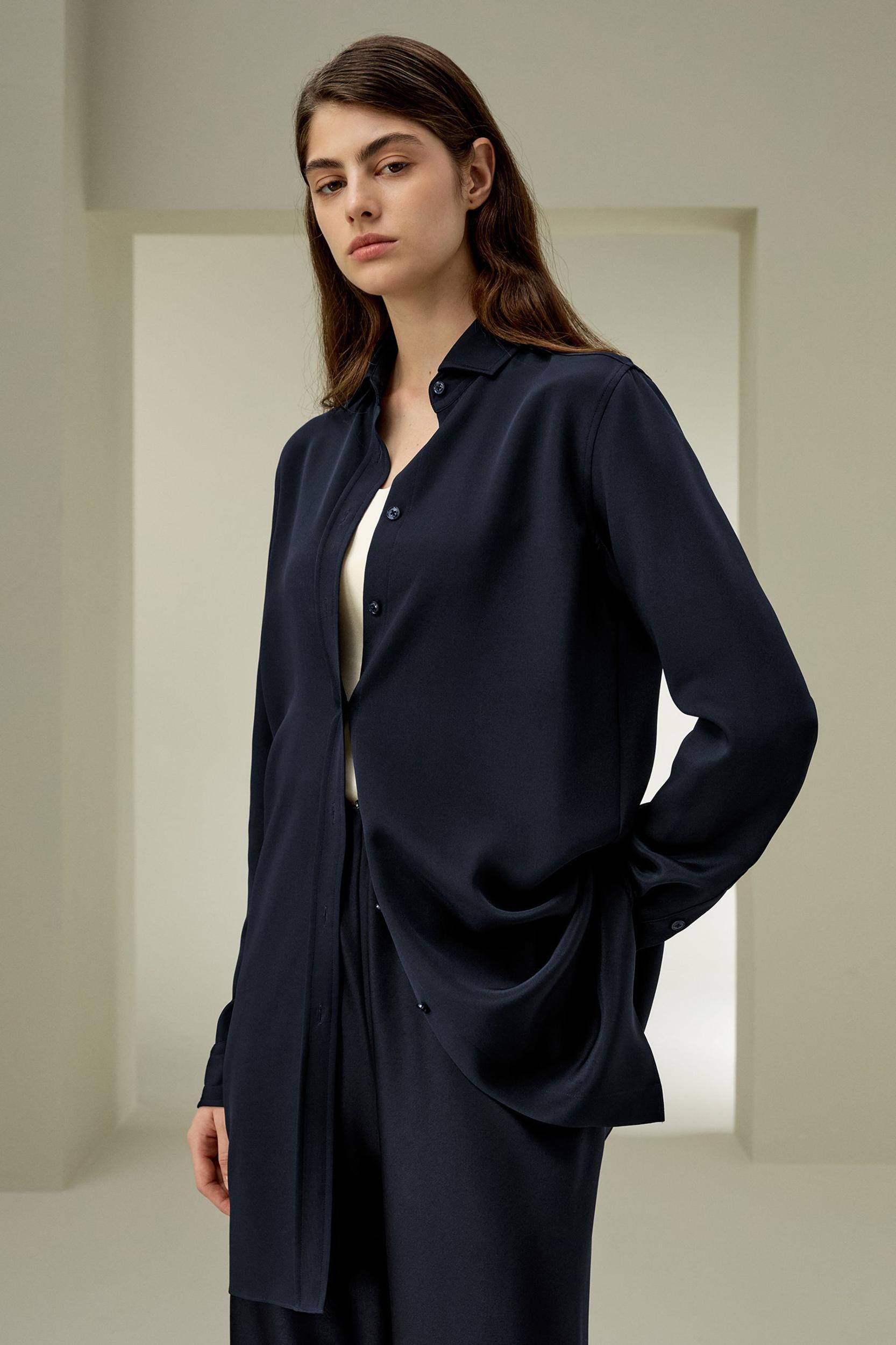 Classic Longline Silk Shirt Product Image