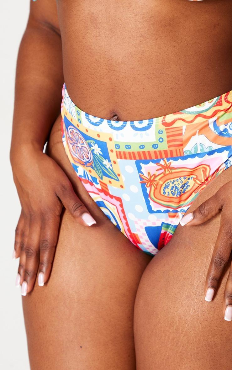 Plus Multi Printed High Waist Bikini Bottoms Product Image