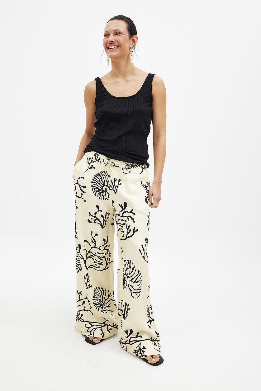 Viscose Wide Mid Waist Trousers Product Image