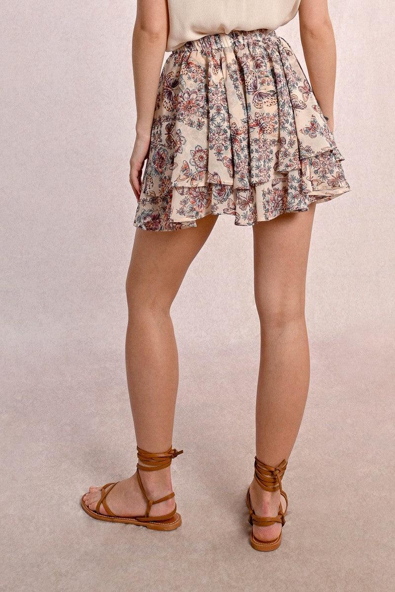 RUFFLE PRINTED MINI SKIRT Product Image