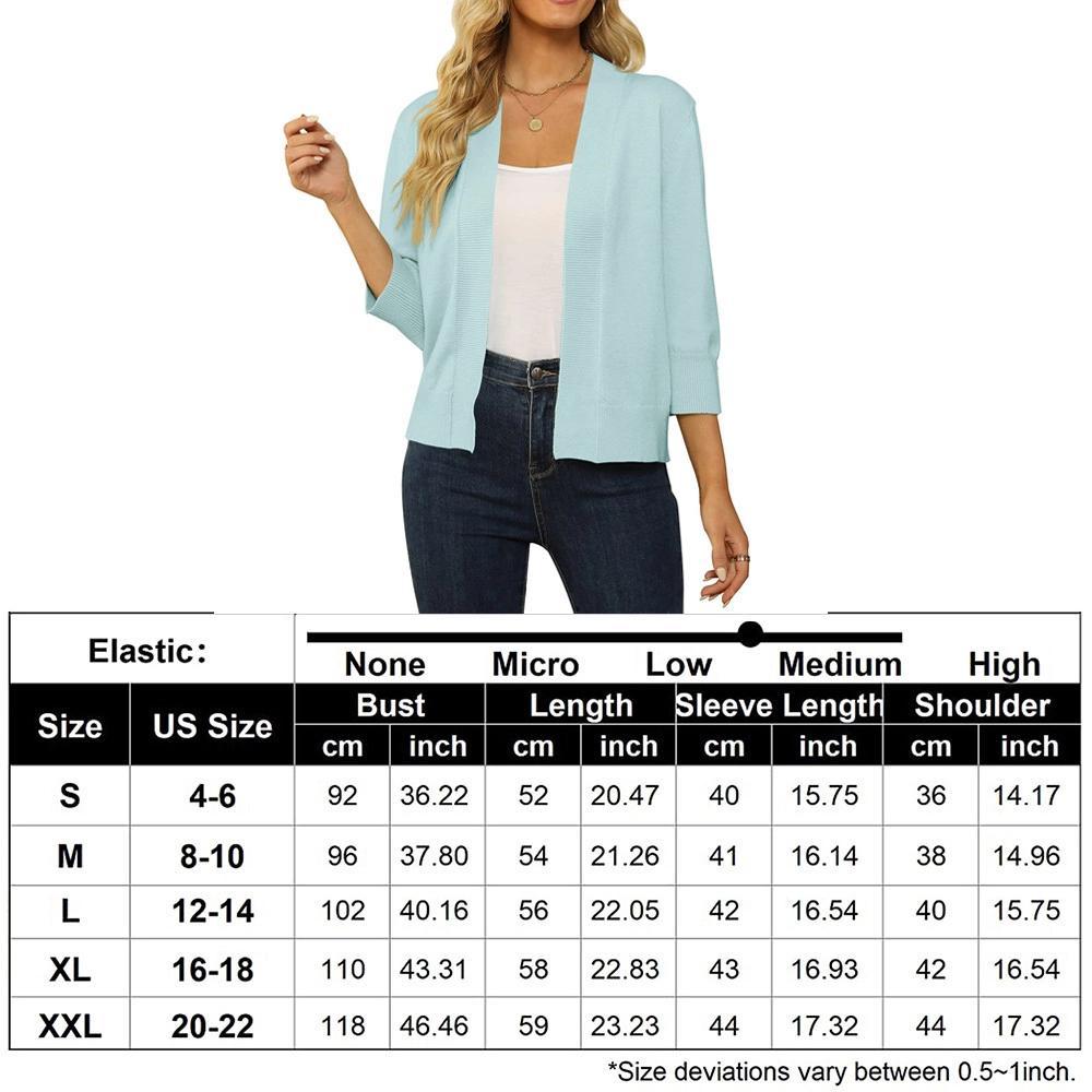 Women's Lightweight 3/4 Sleeve Cropped Cardigan Sweater Open Front Short Shrugs,Mint Green - M Product Image