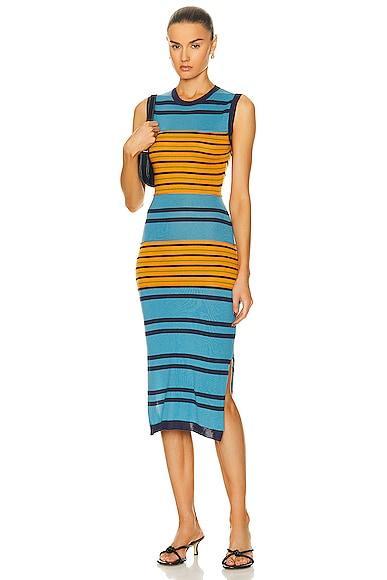 Marni Striped Dress in Multicolor - Blue. Size 44 (also in ). Product Image