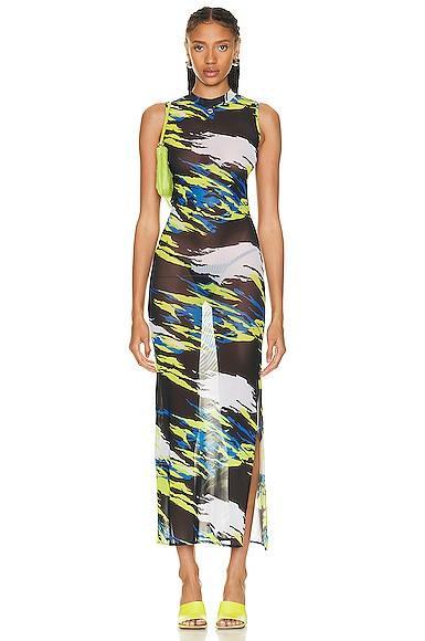 Coperni Moto Print Mesh Dress in Black Product Image