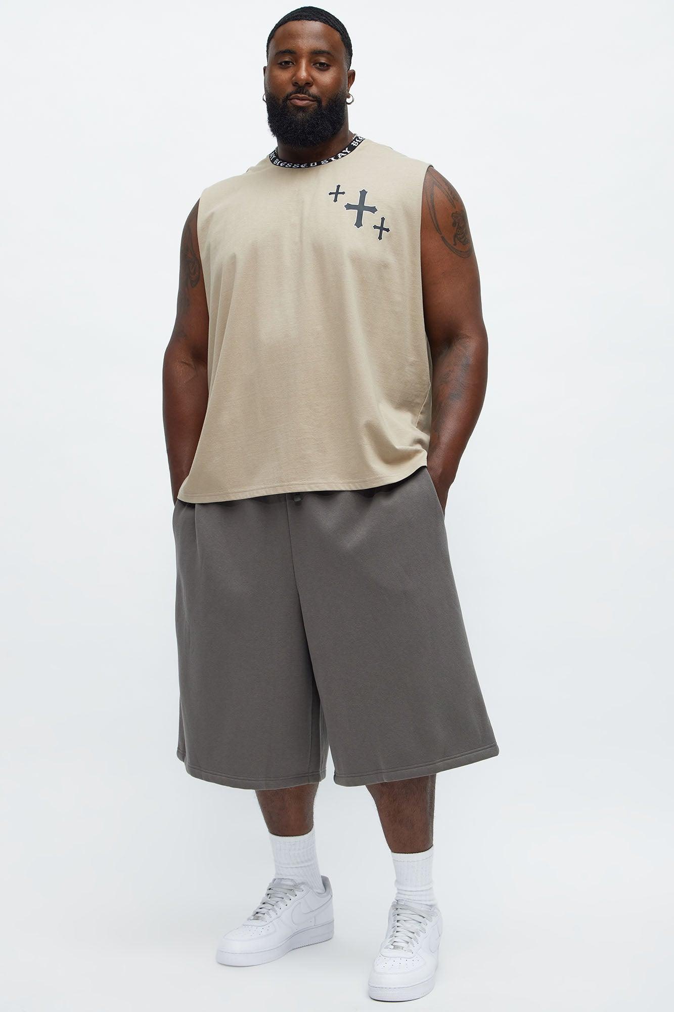 Muscle Stay Blessed Tank - Stone Product Image