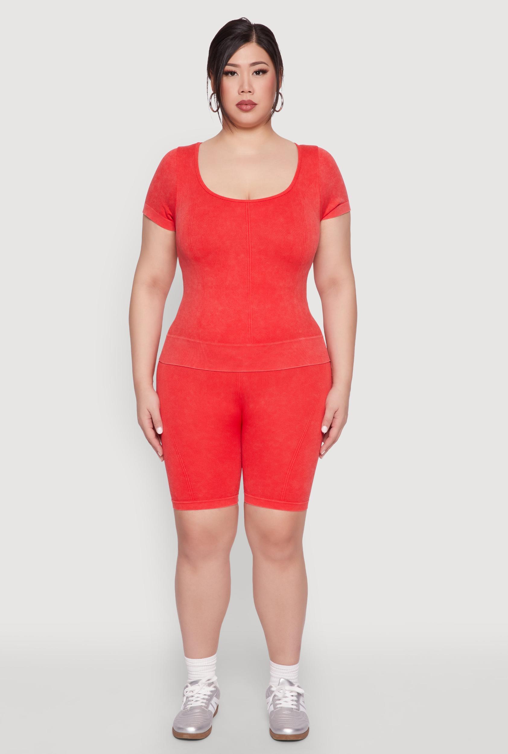 Womens Plus Size Mineral Wash Biker Shorts Product Image