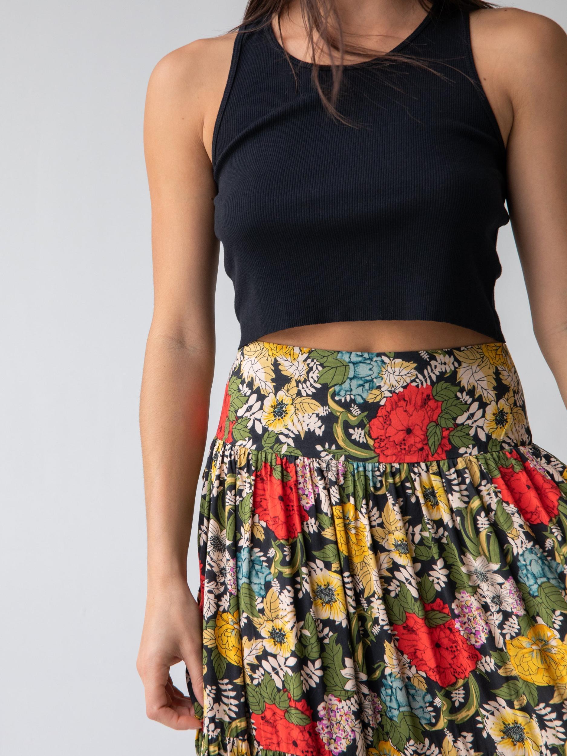Hanna Convertible Maxi Skirt - Black Red Poppy Product Image
