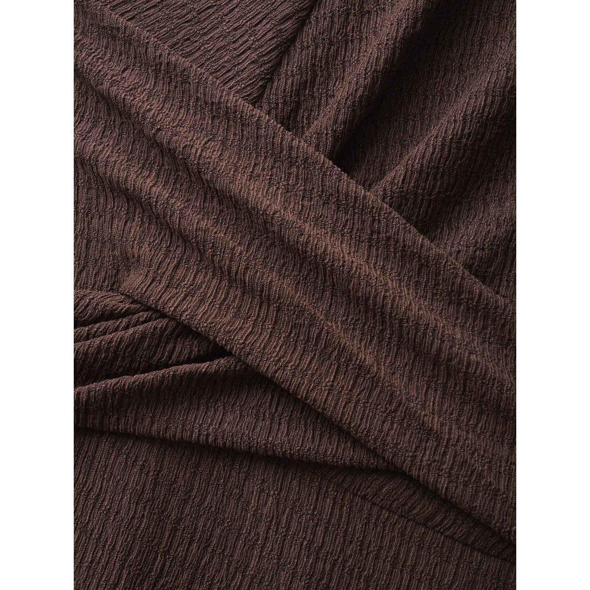 Plus Size Twist Front Split Hem Sleeveless Dress DarkBrown Women Casual Twist Round Neck Sleeveless Curvy BloomChic 18-20/2X Product Image