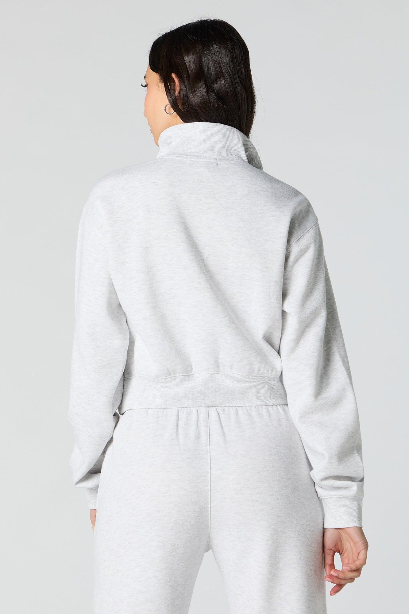 Embroidered Half Zip Fleece Sweatshirt Female Product Image
