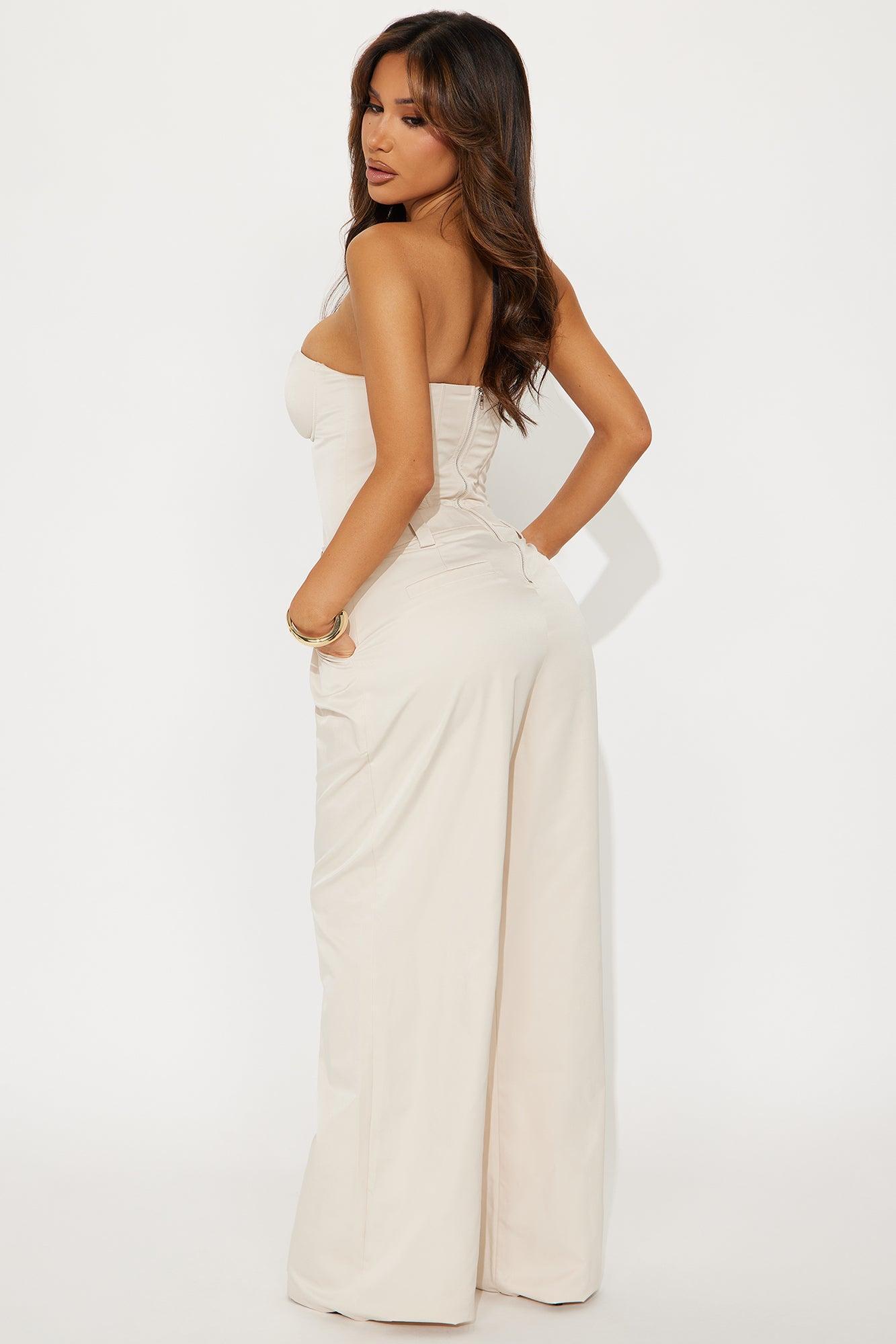 Athena Corset Top Wide Leg Jumpsuit - Nude Product Image