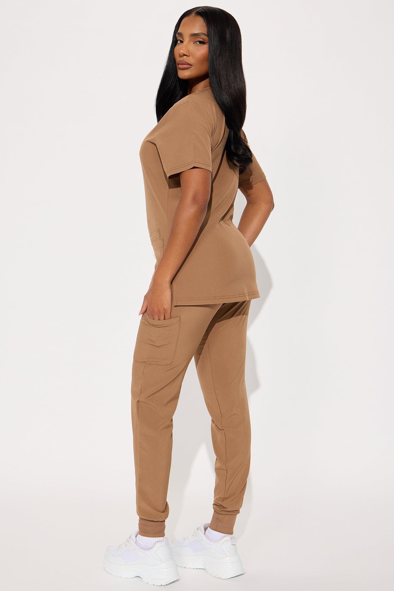 Daily Clock In 4 Way Stretch Uniform Scrub Jogger Set - Chocolate Female Product Image