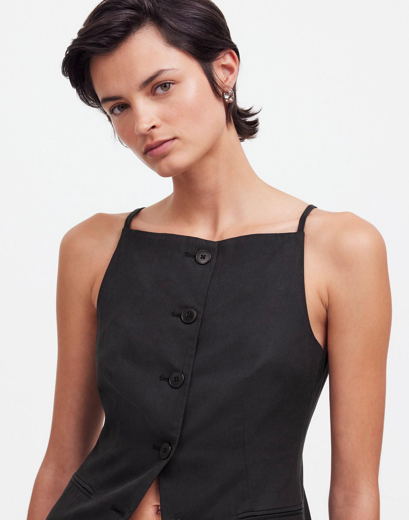 Square-Neck Vest in Drapey Twill Product Image