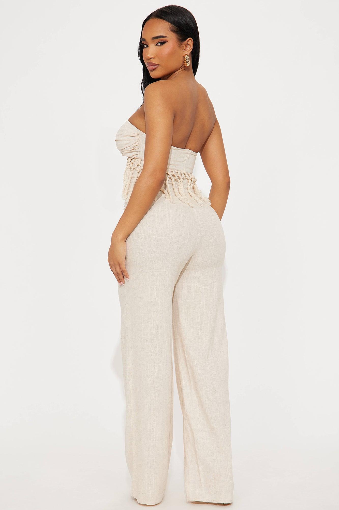 Take Me To Cabo Linen Jumpsuit - Oatmeal Product Image