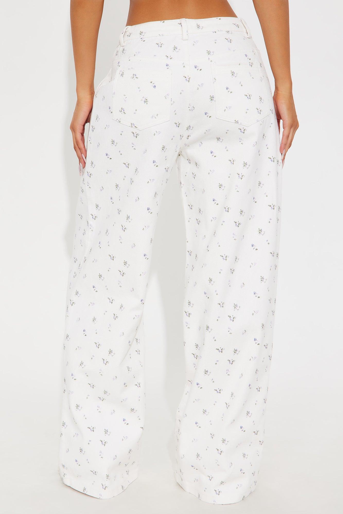 Denim Fever Wide Leg Streetwear Pant - Off White Product Image