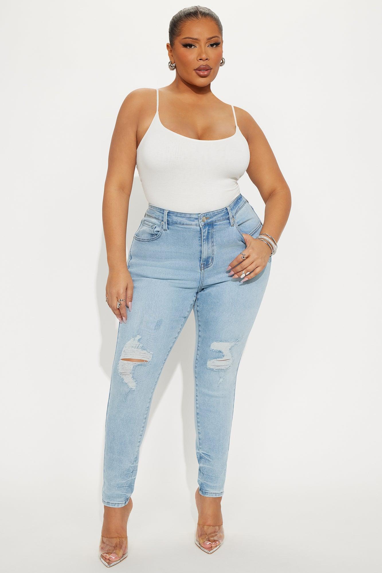 Kalisha Stretch Ripped Skinny Jeans - Light Wash Product Image