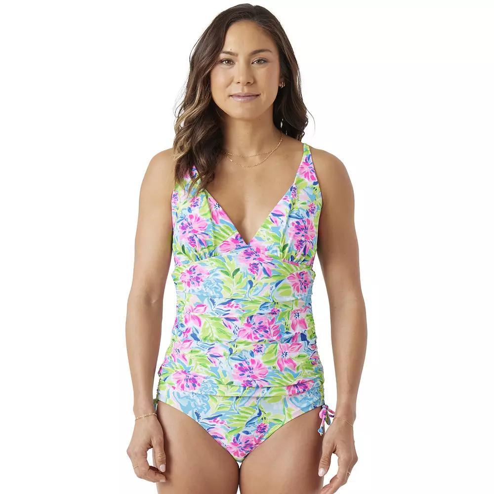 Women's Stella Parker Draped Tankini Top, Size: XXL, Waterlily Waves Product Image