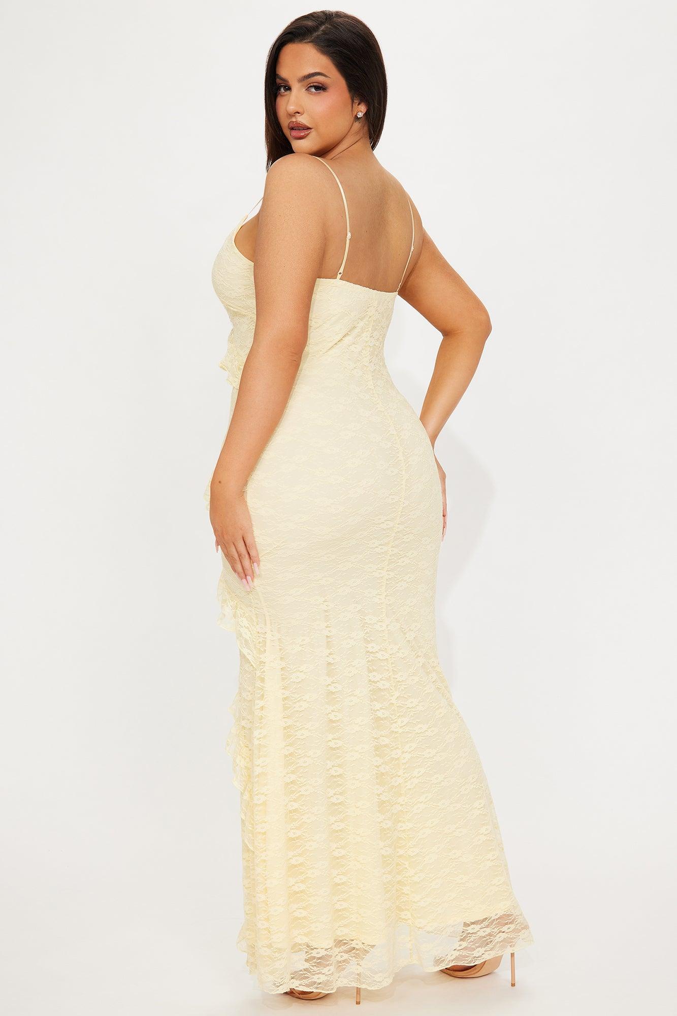 Lacing Up Maxi Dress - Yellow Product Image