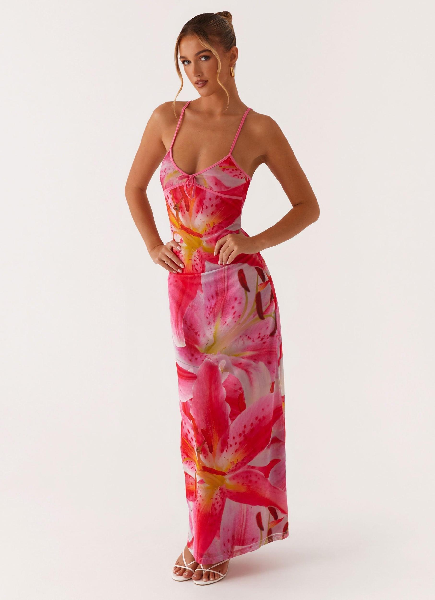 Claudie Maxi Dress - White Pink Lilly Product Image