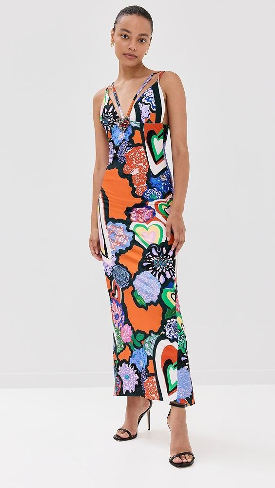AREA Heart Printed Maxi Dress | Shopbop Product Image