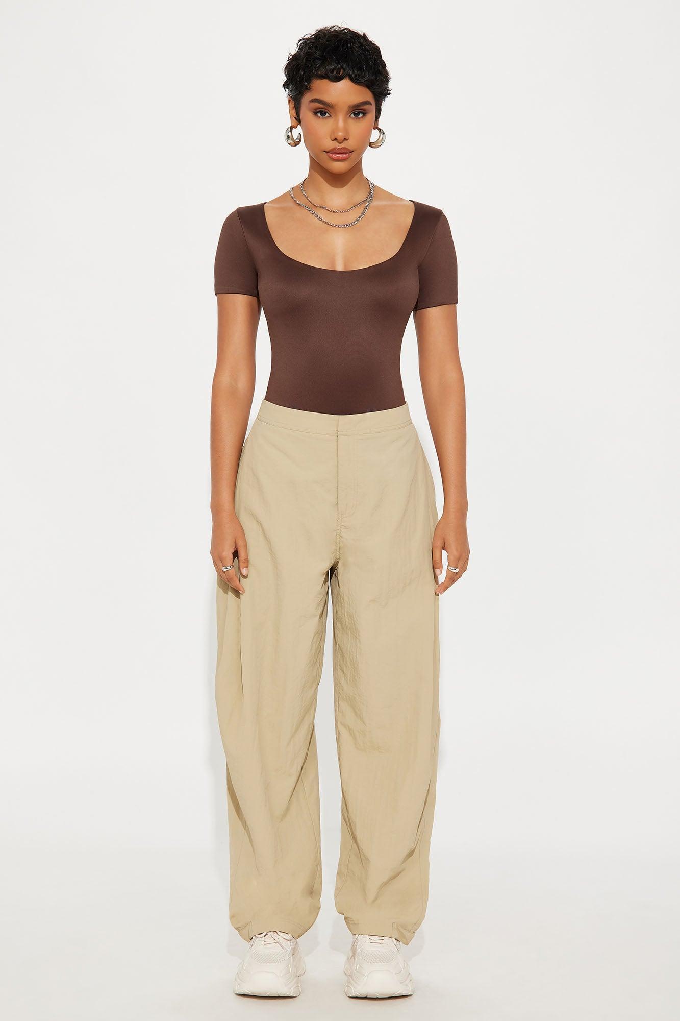 Contour Double Lined Short Sleeve Scoop Neck Bodysuit - Chocolate Product Image