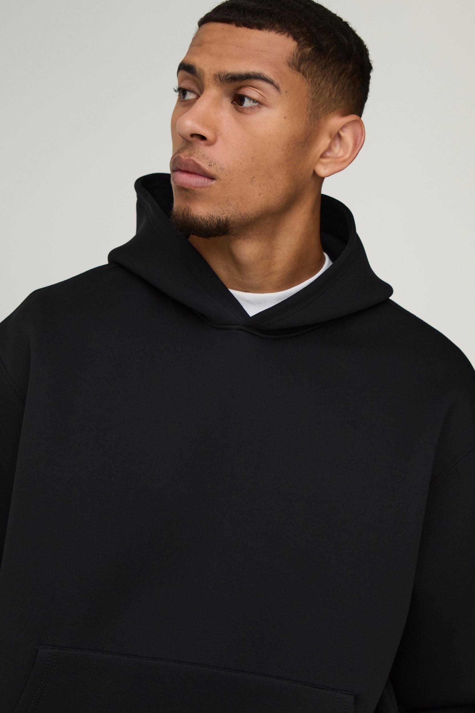 Oversized Boxy Bonded Scuba Hooded Wide Leg Tracksuit | boohooMAN USA Product Image