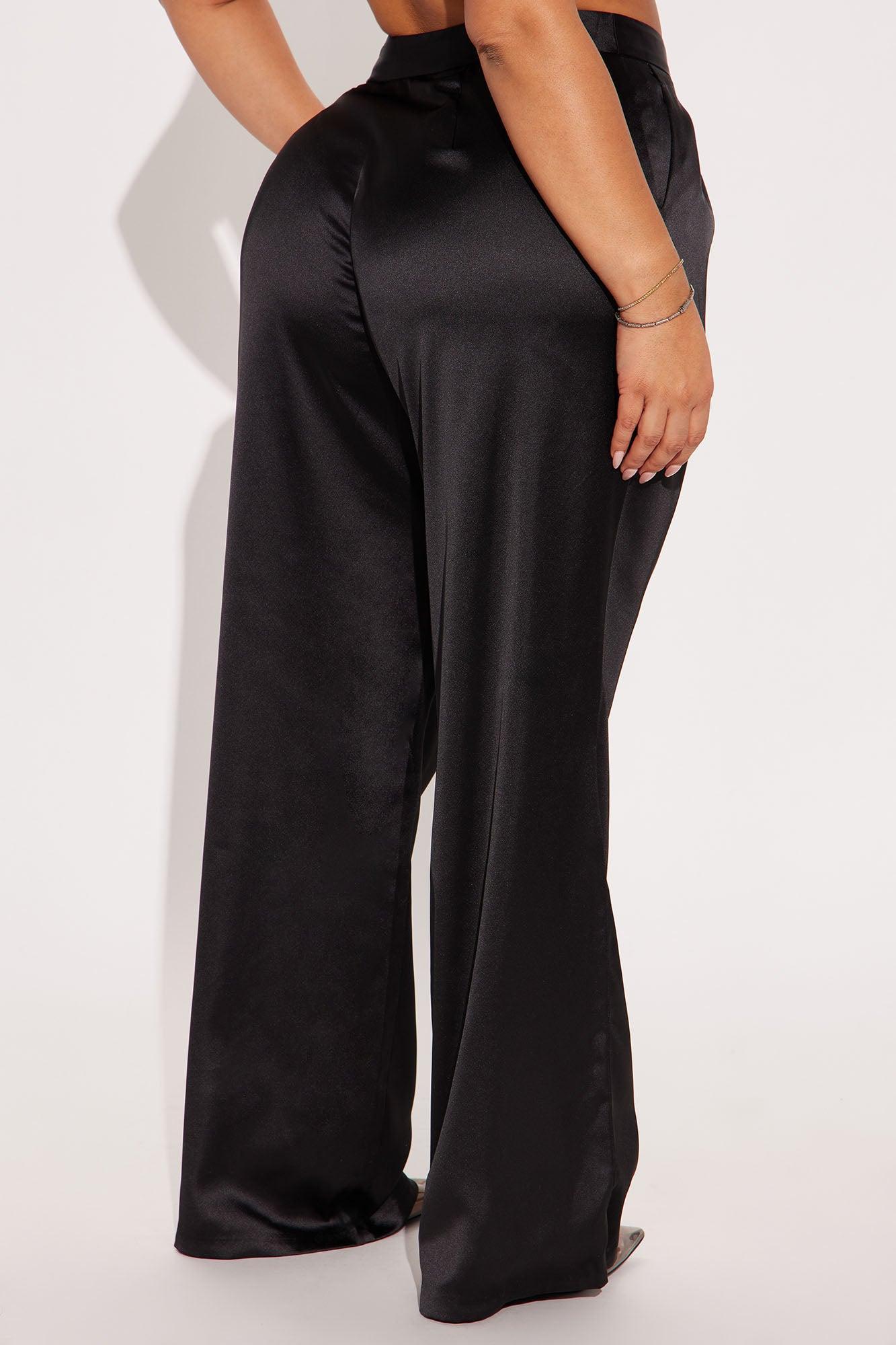 Ella Satin Trouser - Black Product Image
