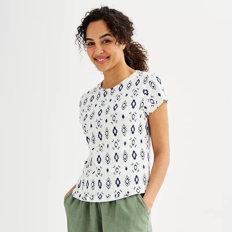 Women's Sonoma Goods For Life® Short-Sleeve Crew Tee, Size: XS, Blue Cream Dye Product Image