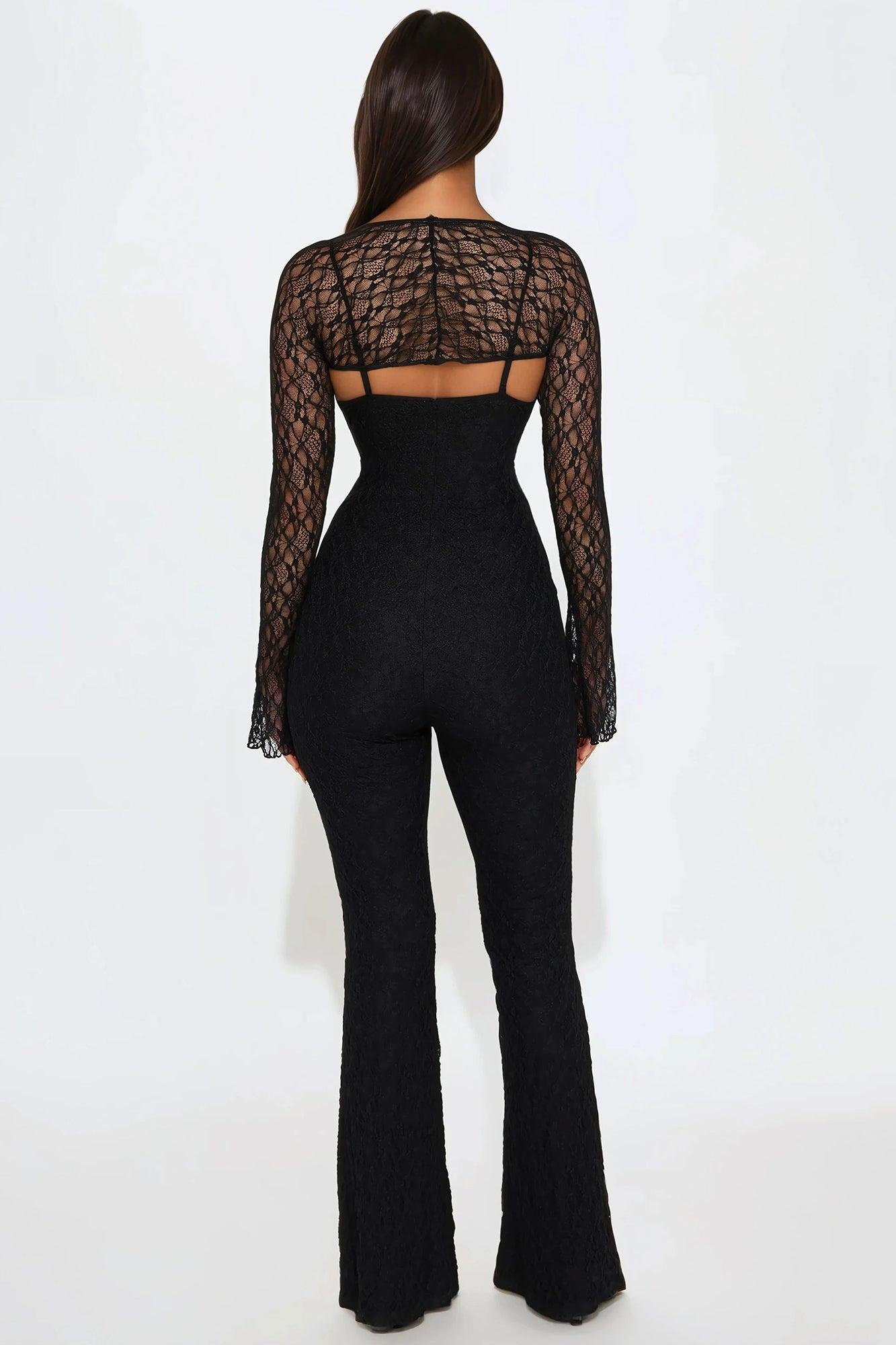 Focus On Me Lace Bolero Jumpsuit Set - Black Product Image