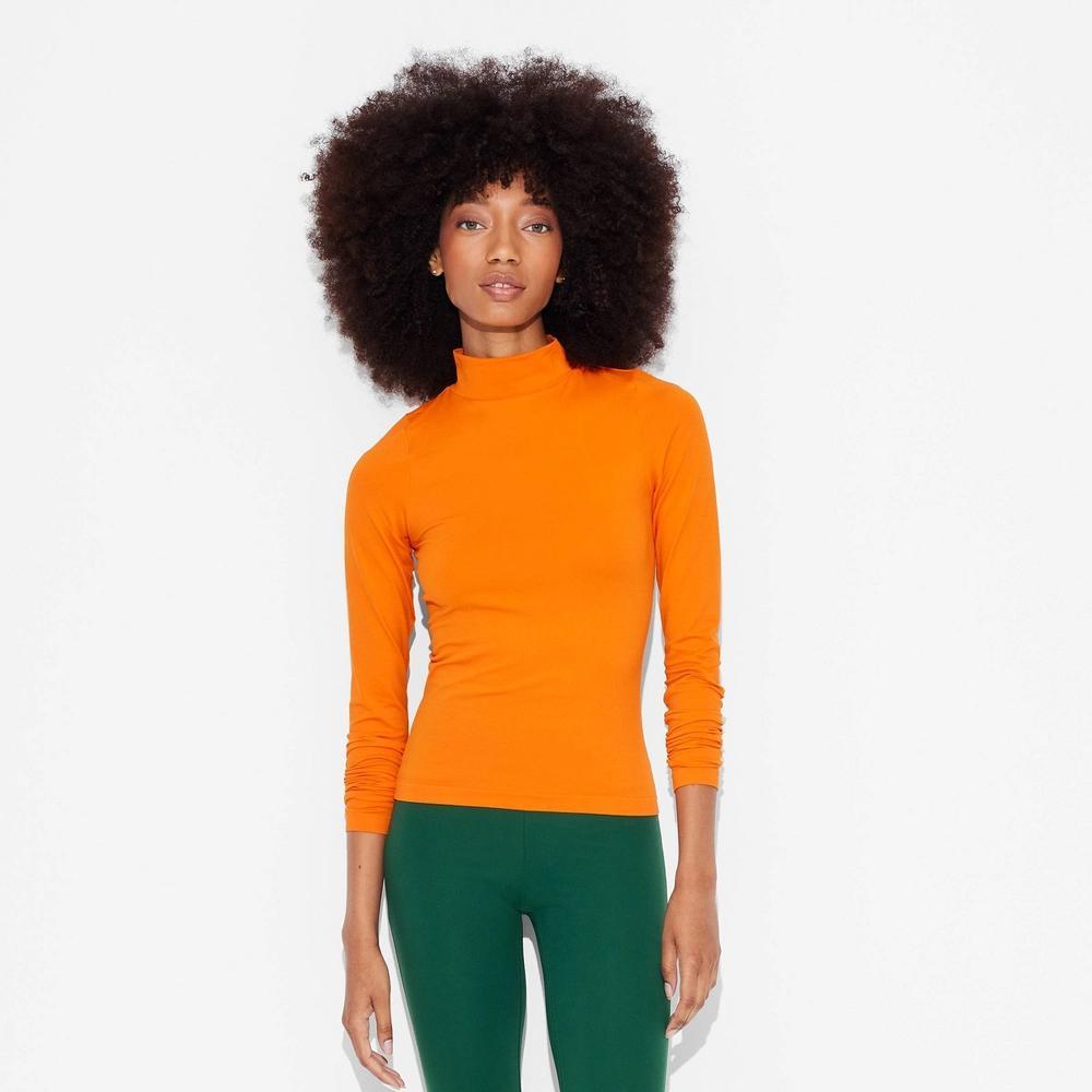 Womens Game Day Long Sleeve Mock Turtleneck T-Shirt - Wild Fable Orange XXS Product Image