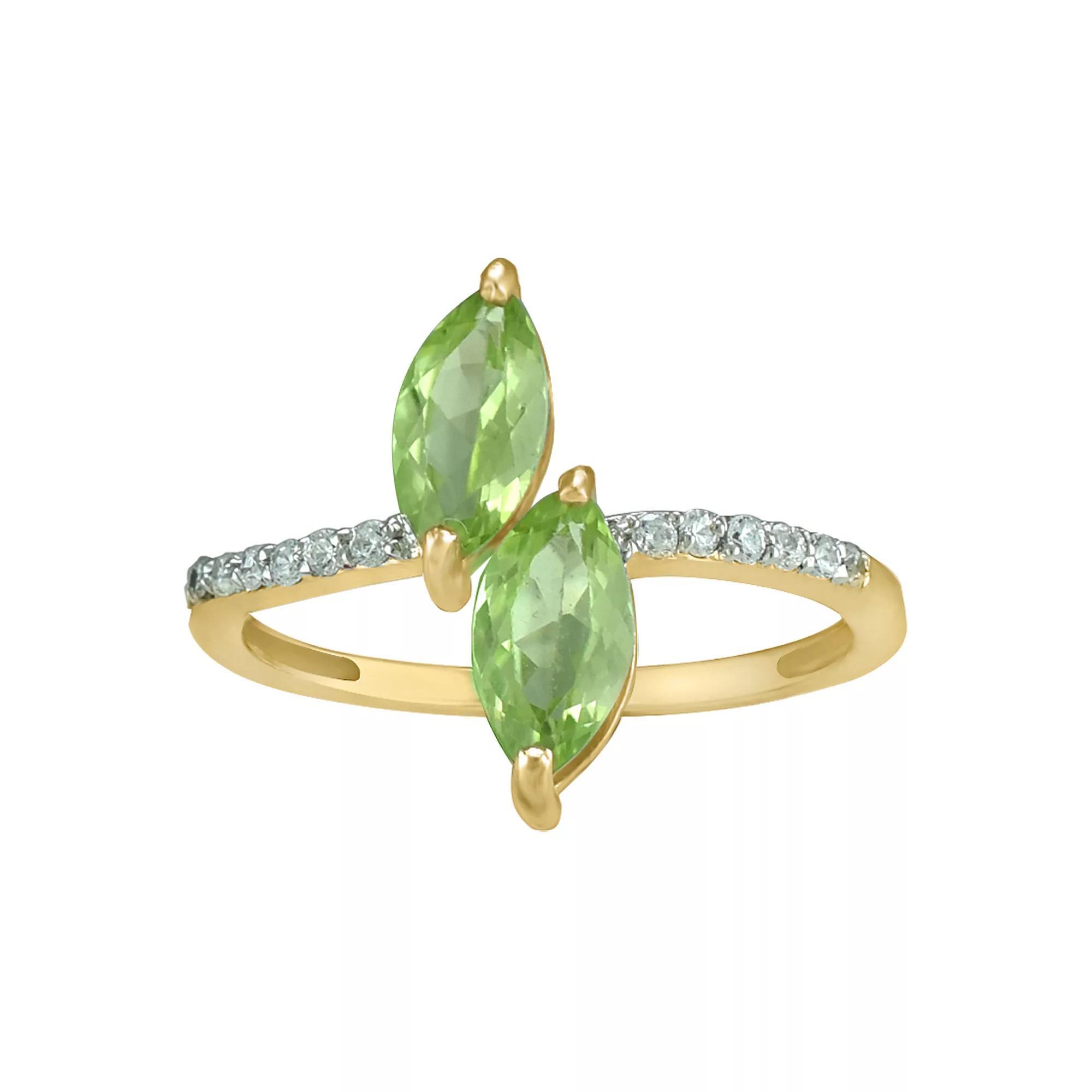 10k Gold Peridot & Diamond Ring, Women's, Size: 7 Product Image