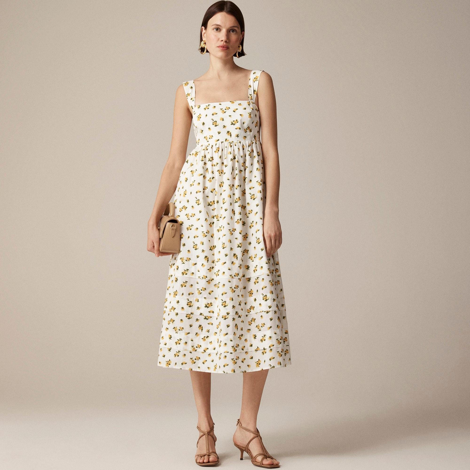 Squareneck midi dress in budding rose print Product Image
