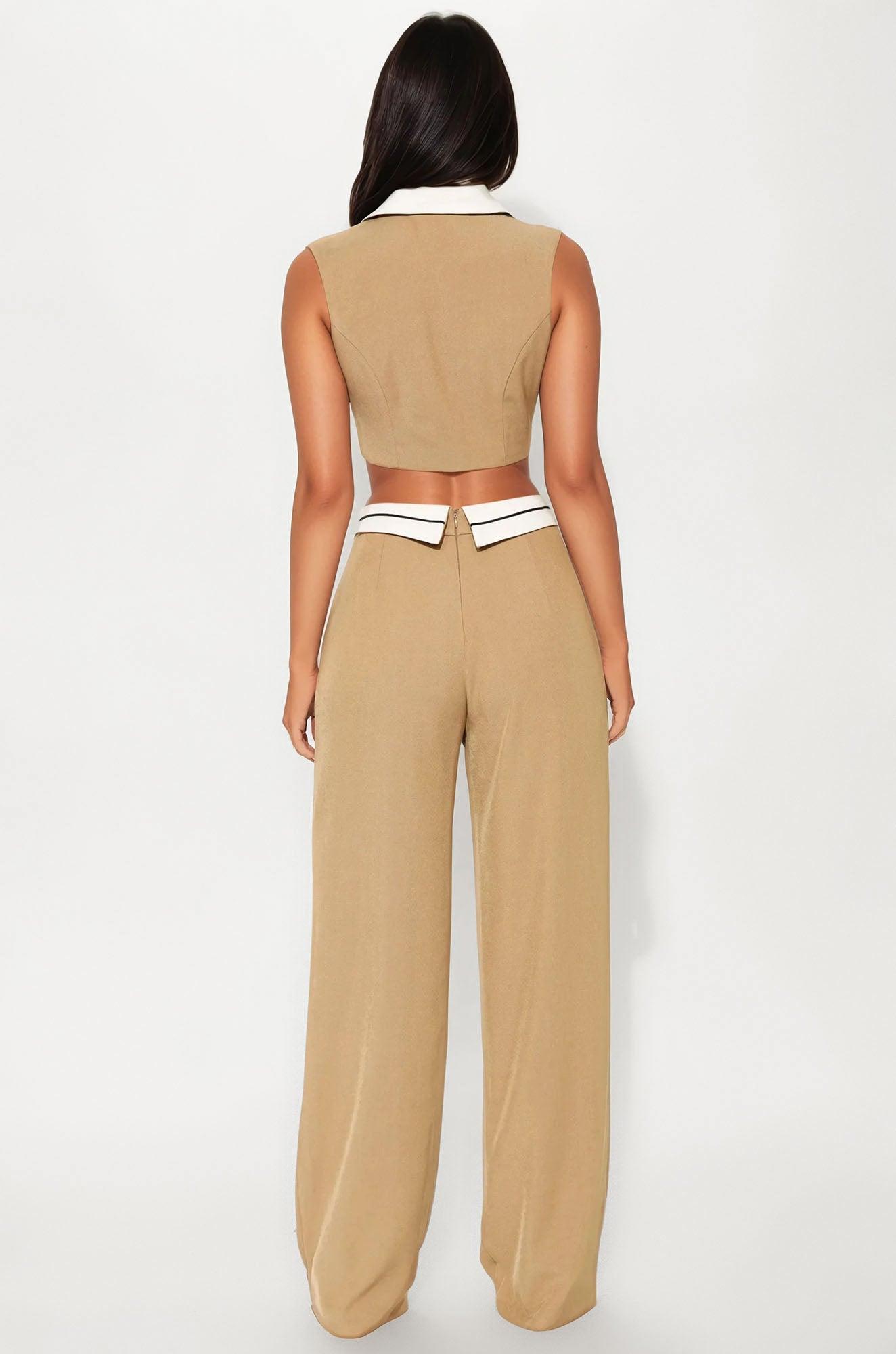 Layla Vest Pant Set - Taupe Product Image