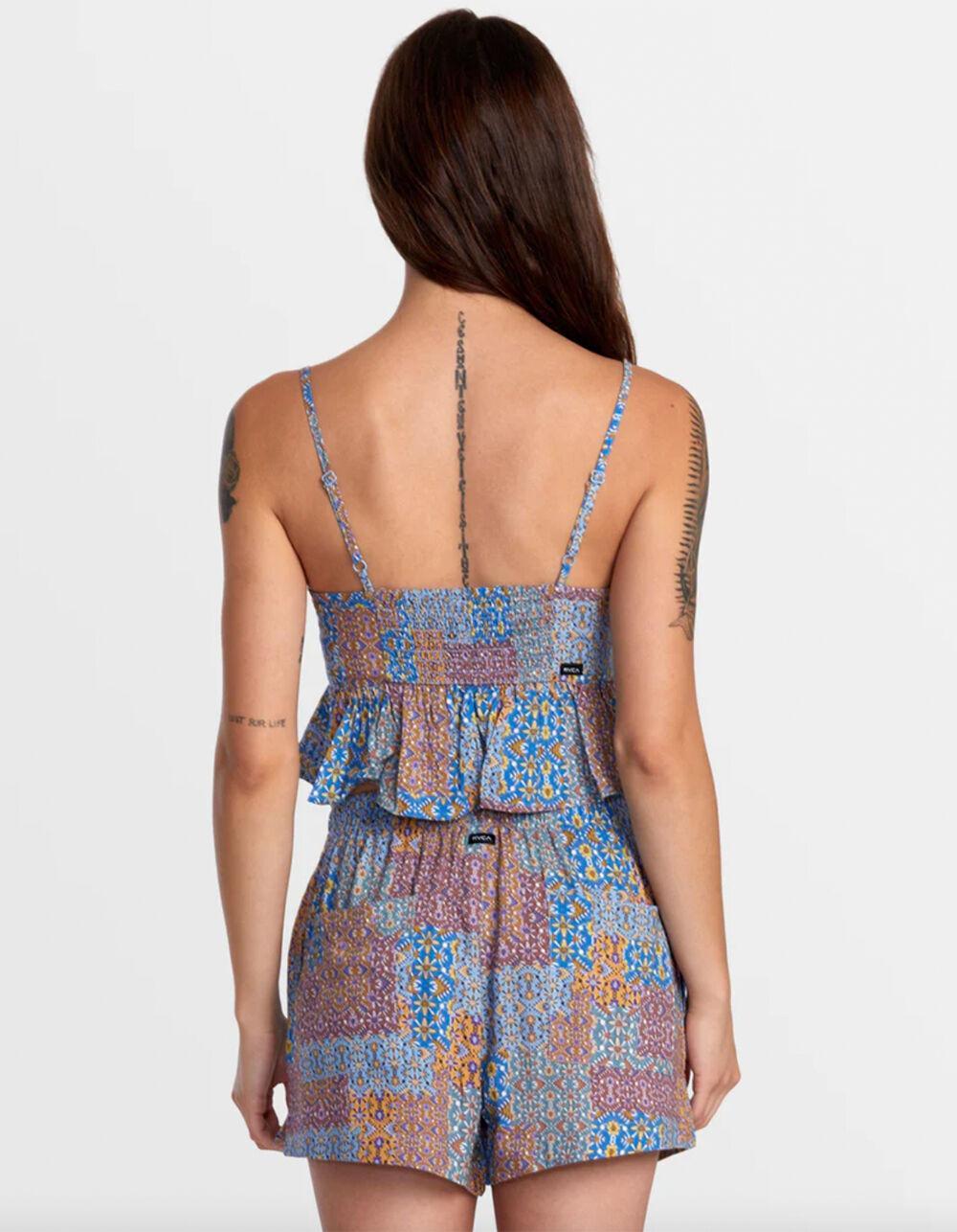 RVCA Bridgette Peplum Womens Crop Top - BLUE COMBO Product Image
