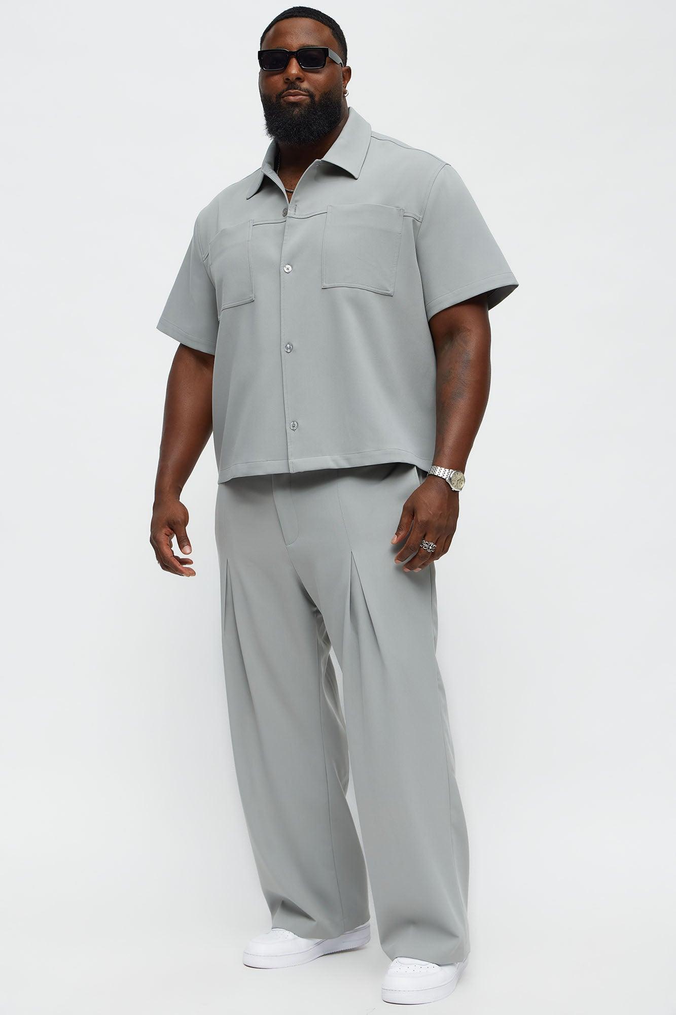 Ronan High Waisted Pleated Trousers - Grey Male Product Image
