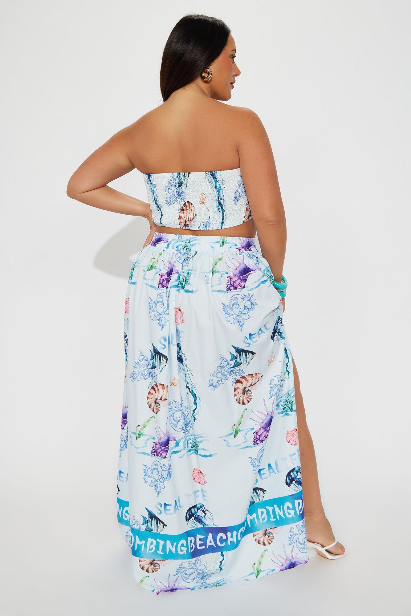 Sea Moment Maxi Skirt Set - Blue/combo Product Image