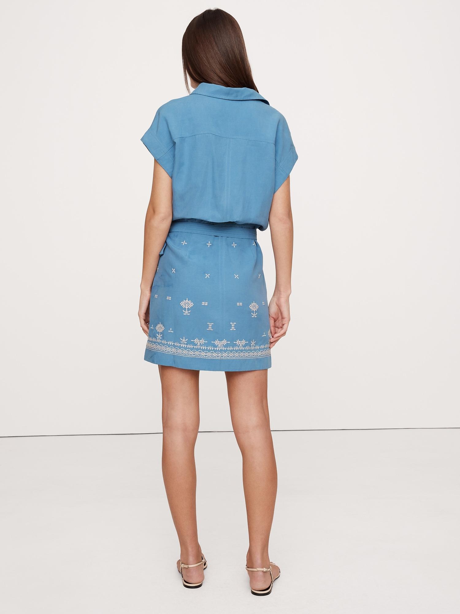 Embroidered TENCEL™-Linen Wrap Dress Product Image