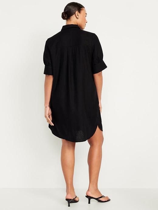 Linen-Blend Shirt Dress Product Image