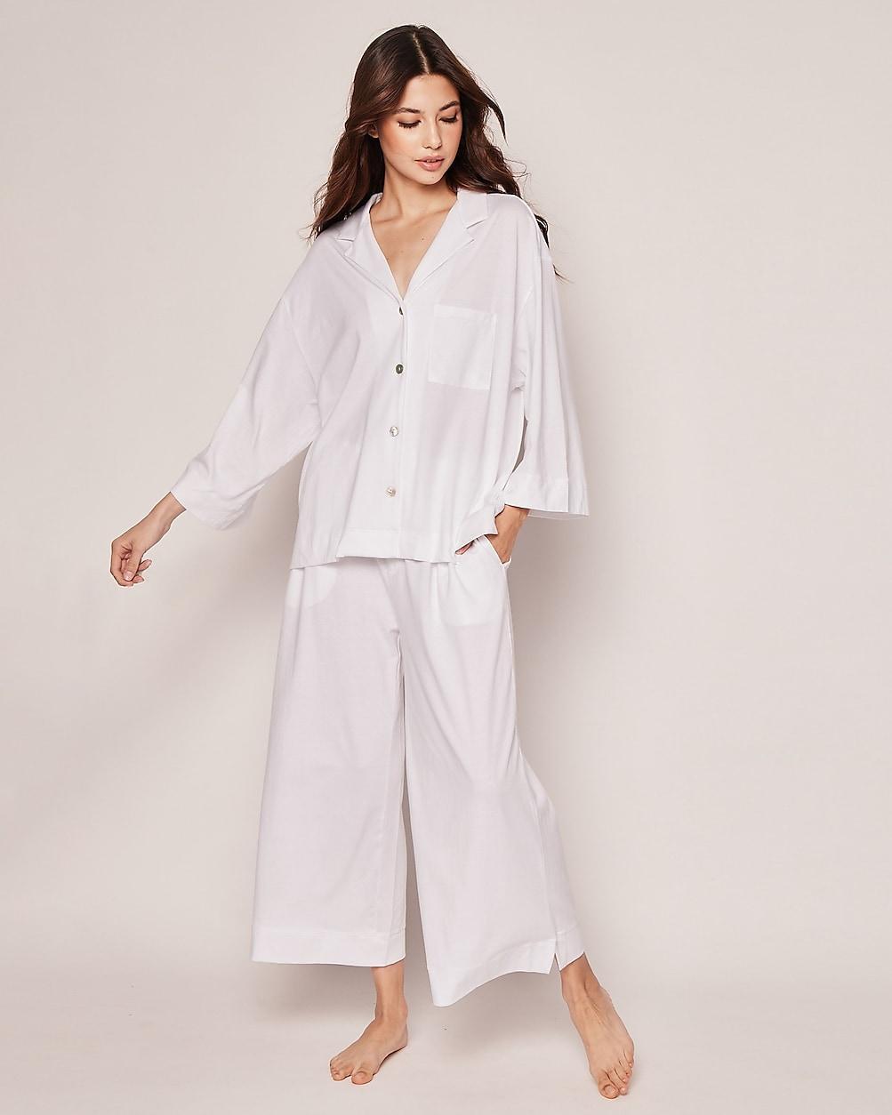 Petite Plume womens Pima cotton Olivia wide-leg pajama set Product Image