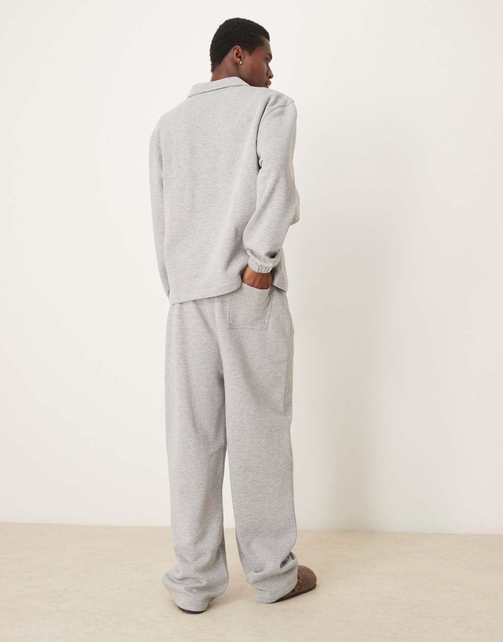 ASOS DESIGN wide leg sweatpants in gray heather - part of a set Product Image