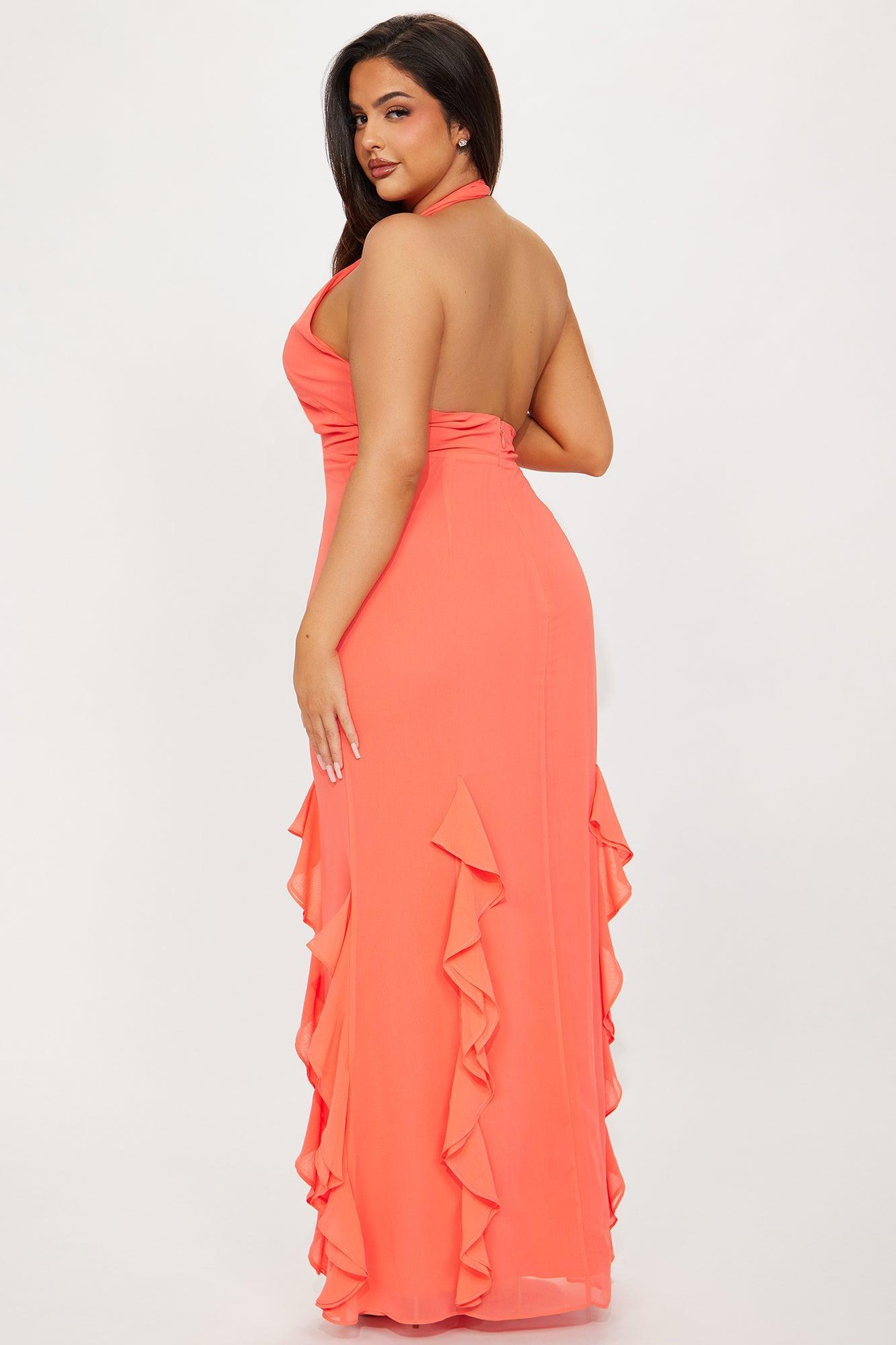 Anna Ruffle Maxi Dress - Orange Product Image