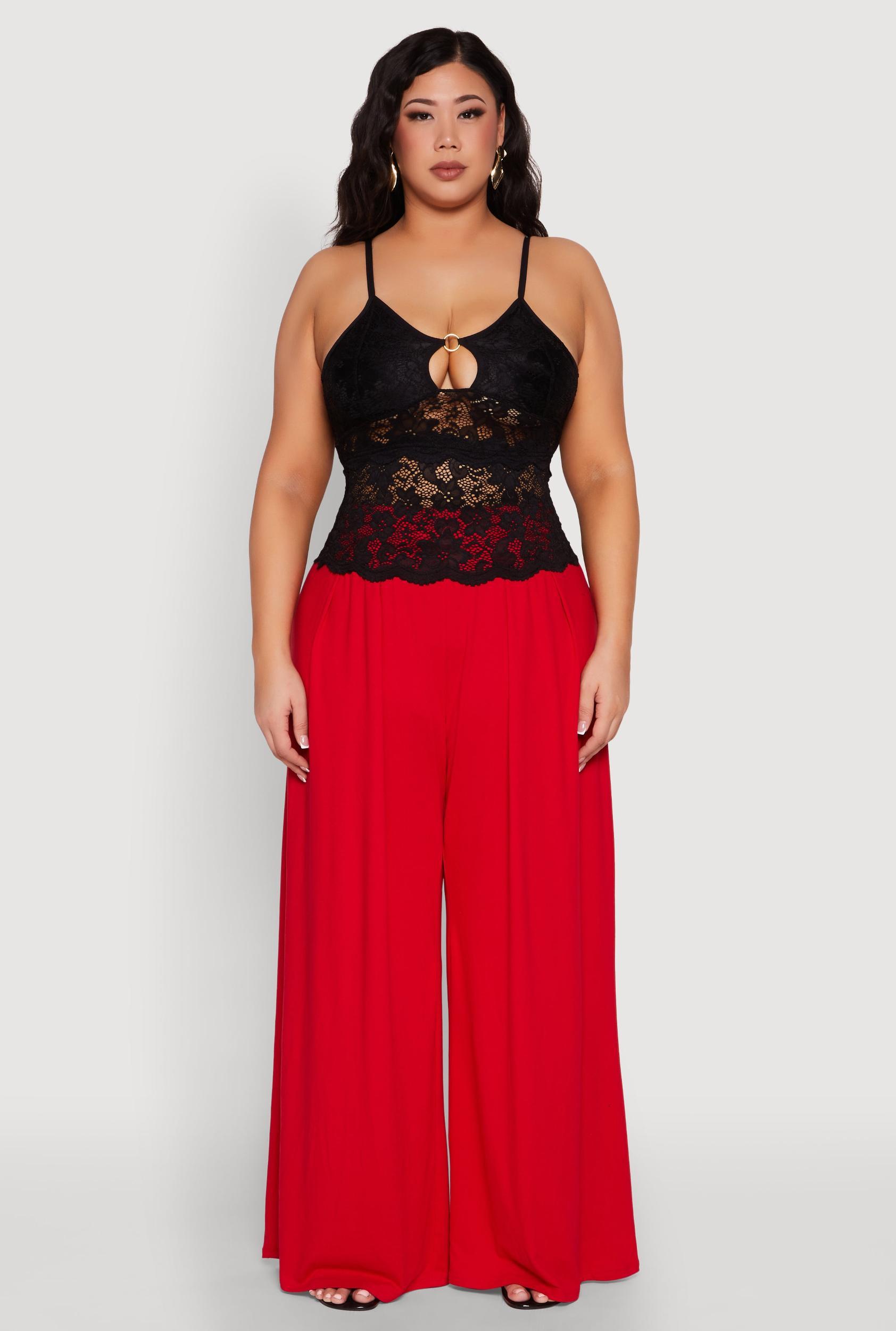 Womens Plus Size Floral Lace Keyhole Cami Product Image