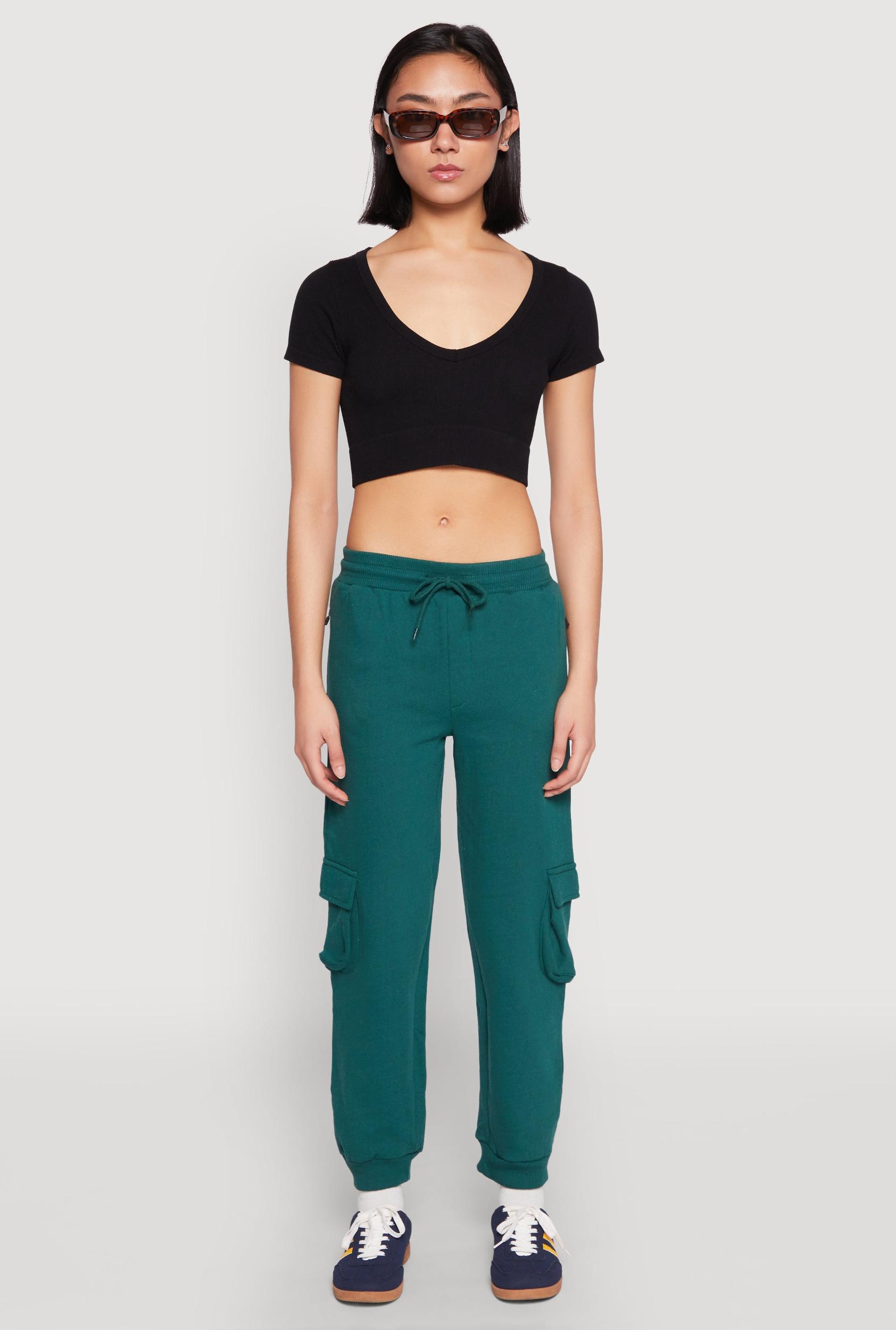 Womens Fleece Cargo Drawstring Joggers Product Image