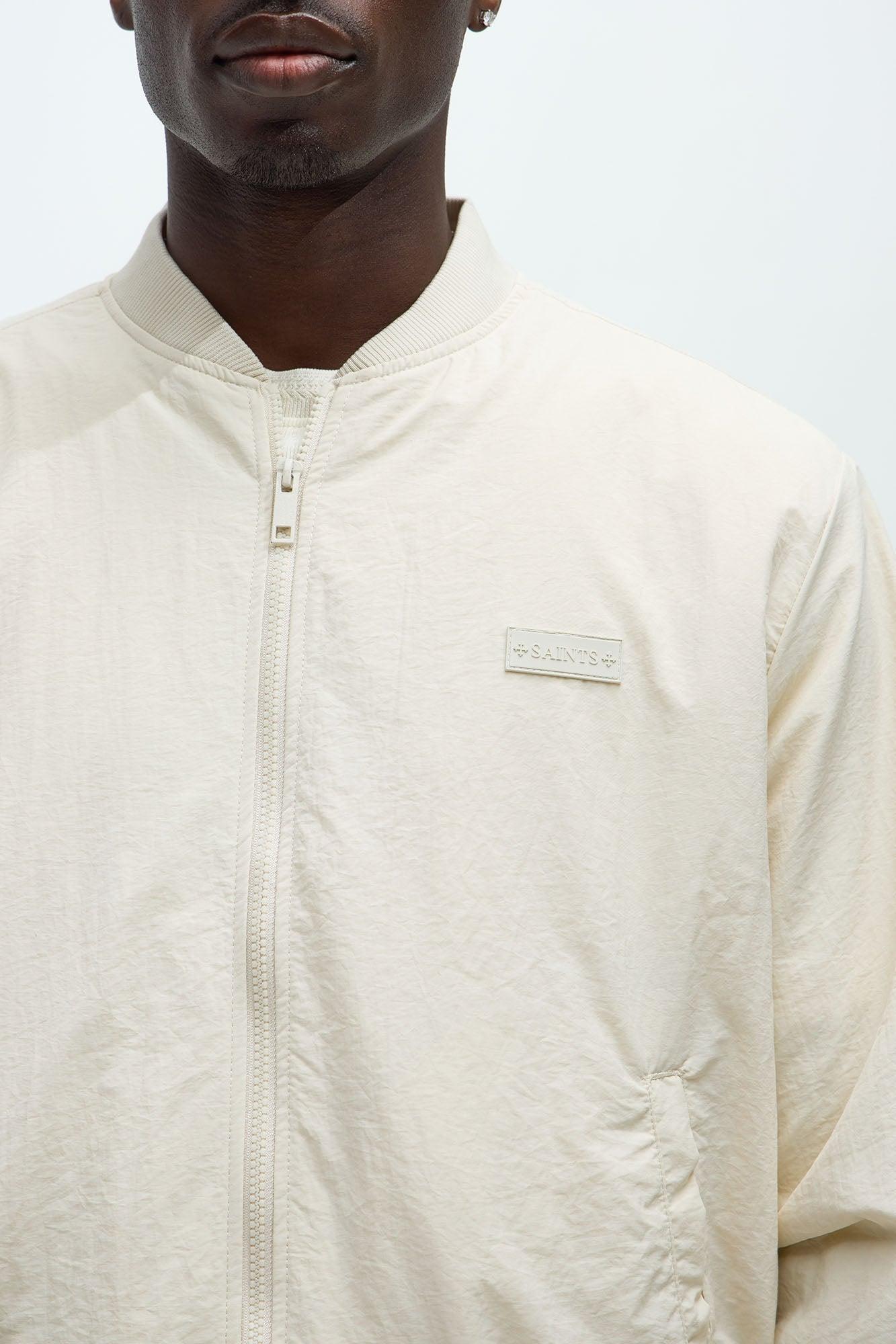 Miles Nylon Full Zip Bomber Jacket - Off White Product Image
