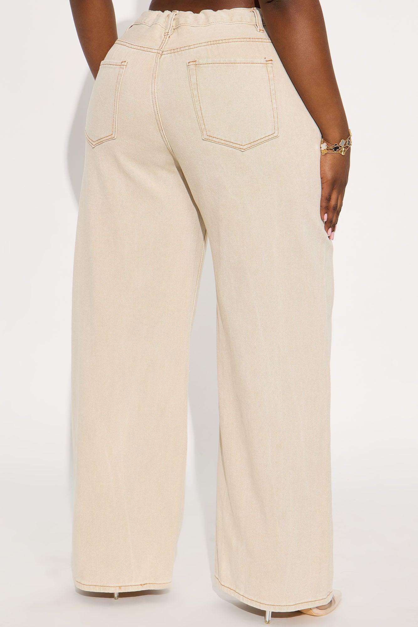 Laguna Tie Waist Wide Leg Jeans - Khaki Female Product Image