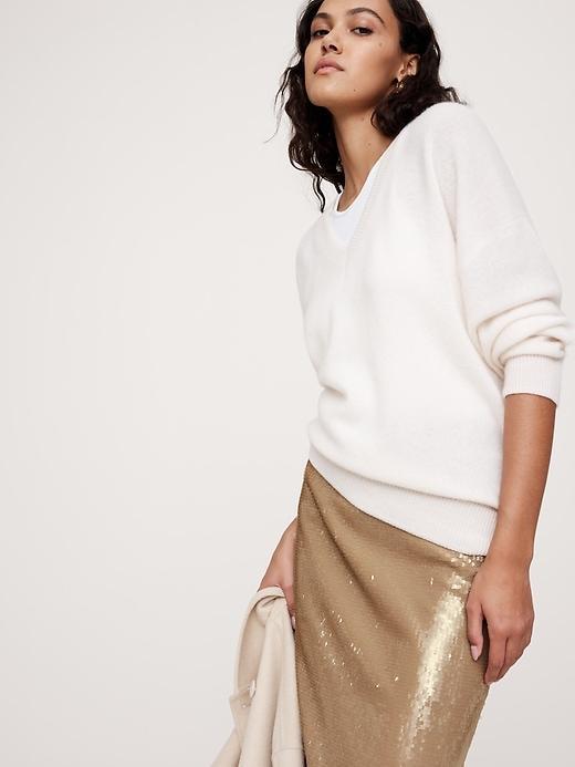 Stretch-Sequin Midi Skirt Product Image